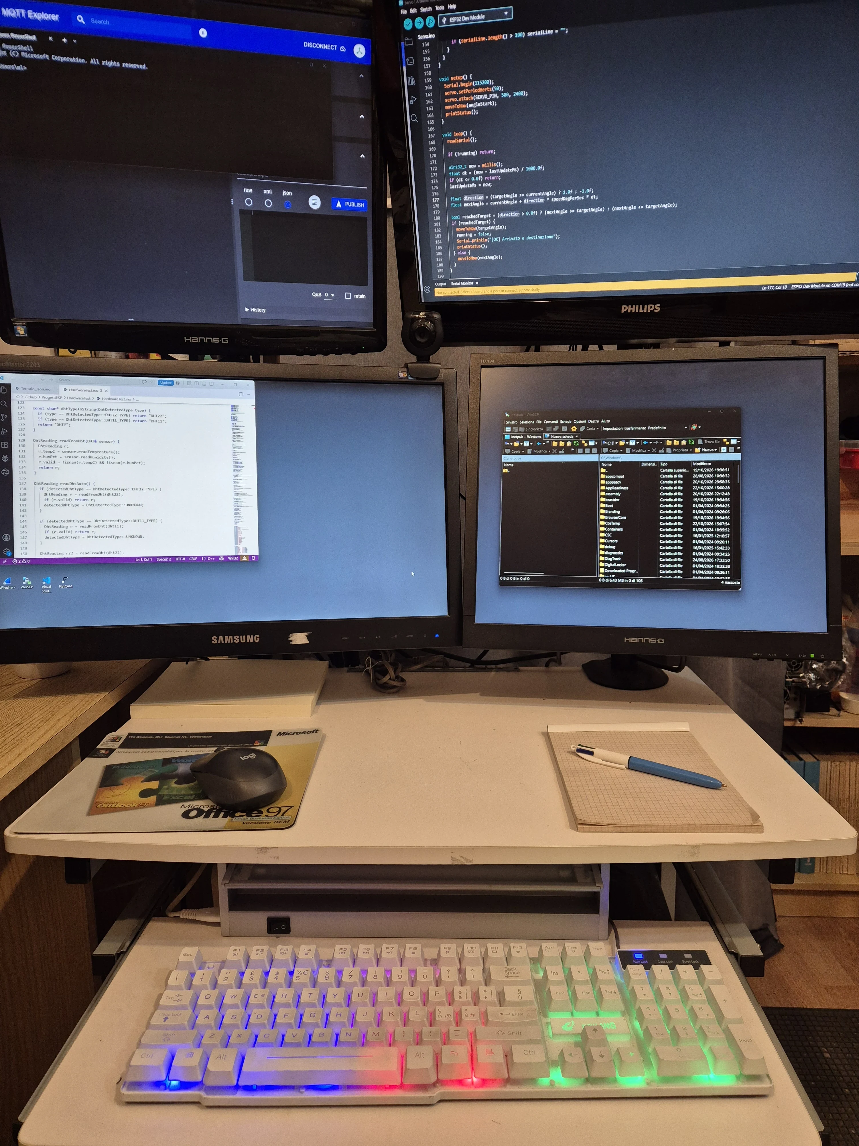 Schermate di sviluppo e programmazione del firmware